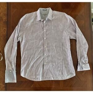 Ted Baker London Men’s Striped Dress Shirt | Size 6 (XL) | Blue & Plum Pinstripe